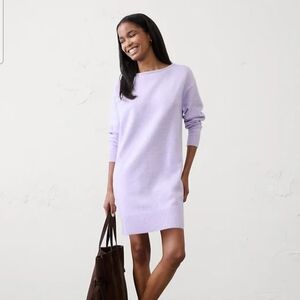 Banana Republic Boatneck Mini Sweater Dress, size L, Lilac Sea
